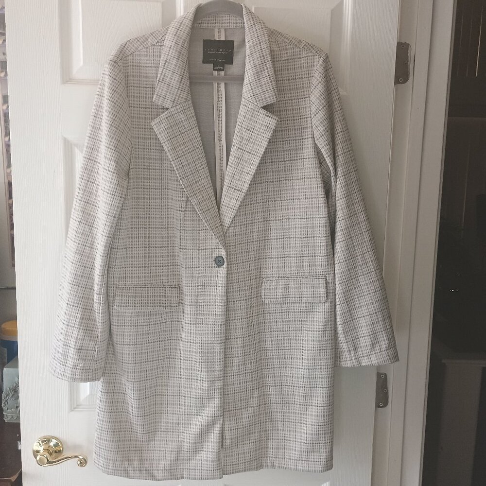 EUC Sanctuary Women's Catalina Plaid Button Front Long Blazer/Jacket Size XL